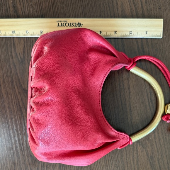 Madewell Red Leather Hobo Bag with Gold Handle - Picture 5 of 11